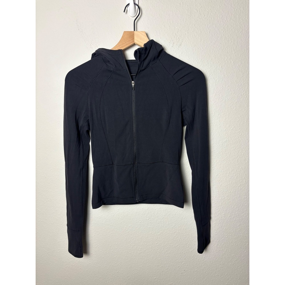 Lululemon Move With Ease Jacket Black Full Zip Hooded Yoga Running Size 4
